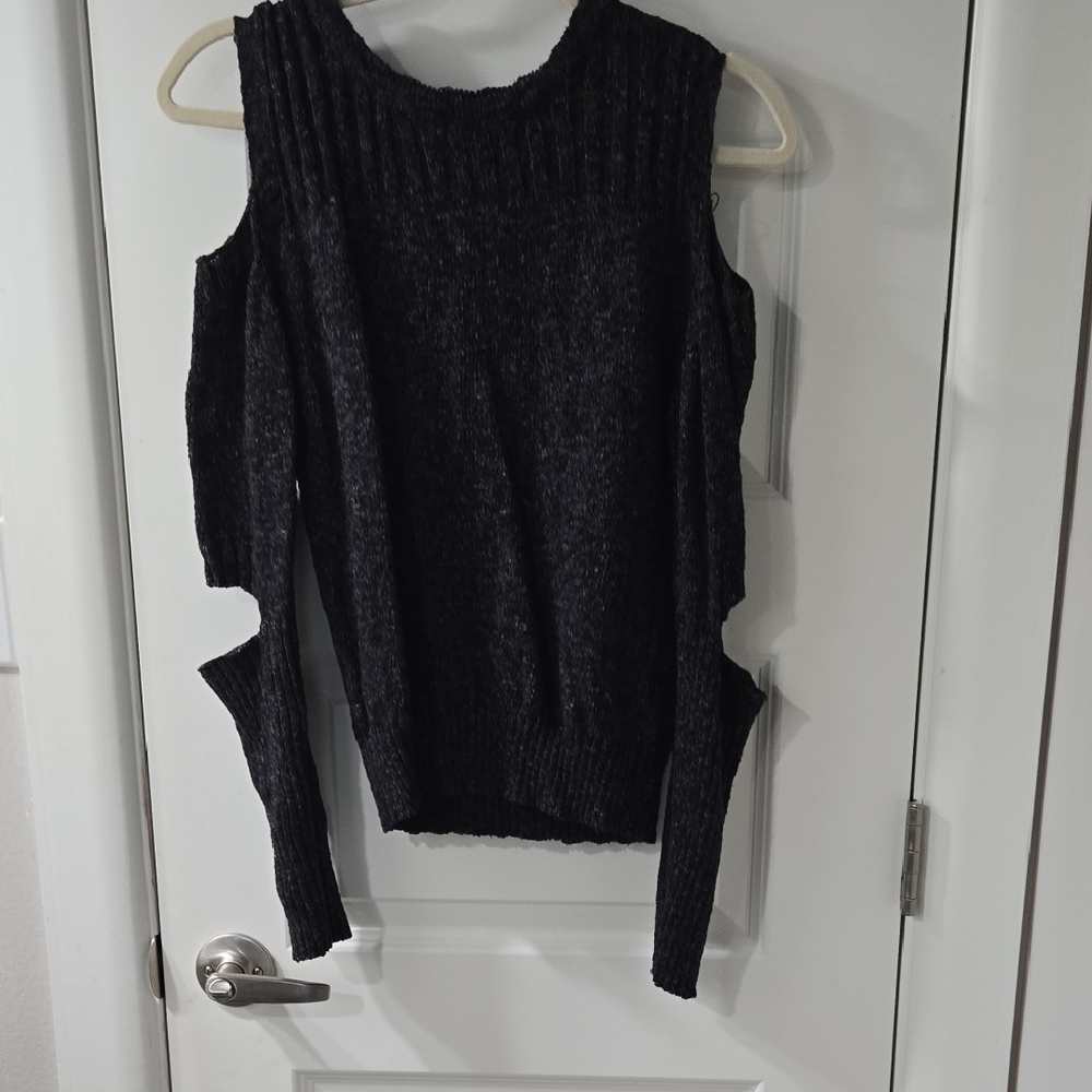 Gilded Intent Off-the-Shoulder Black Sweater